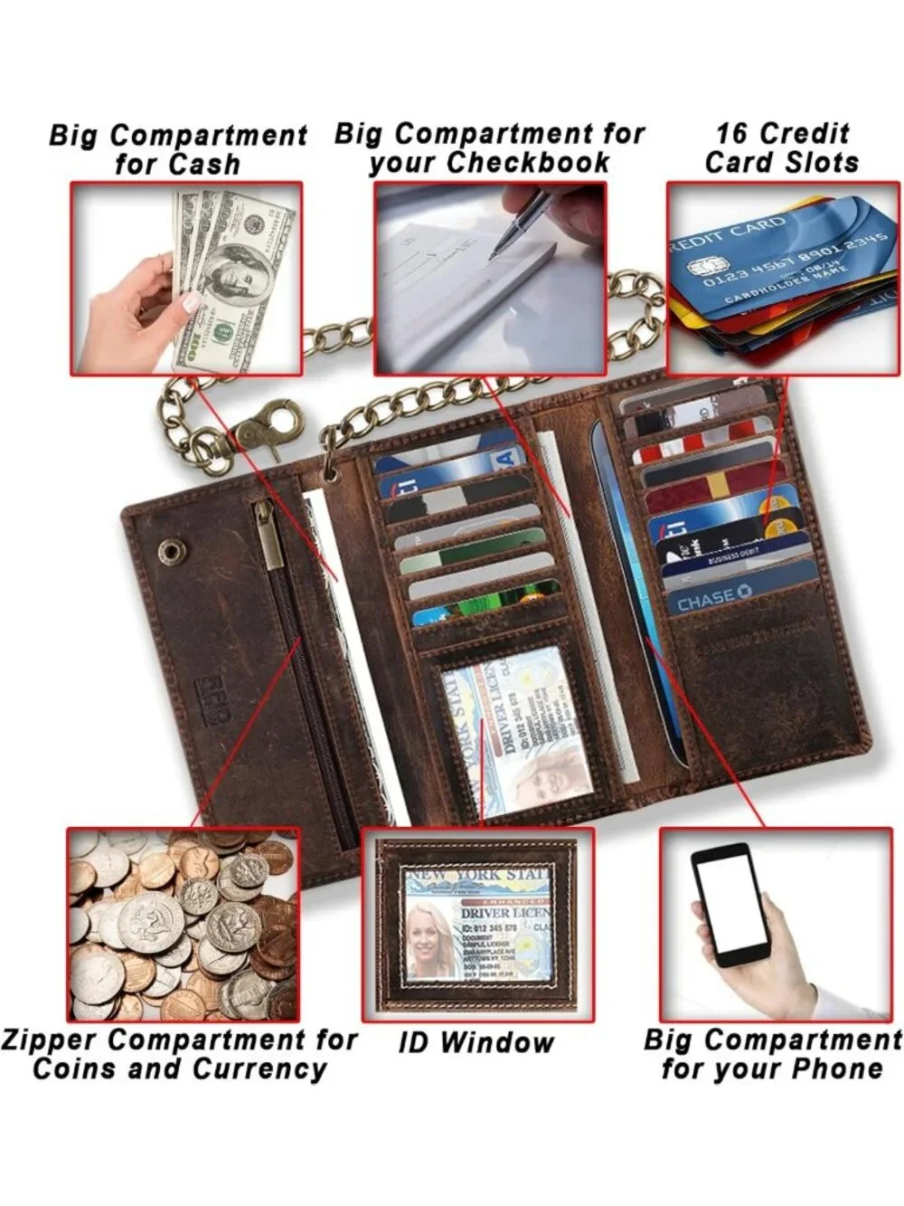 Classic RFID Blocking Men's Tri-Fold Wallet - Vintage Cowhide Leather, Steel